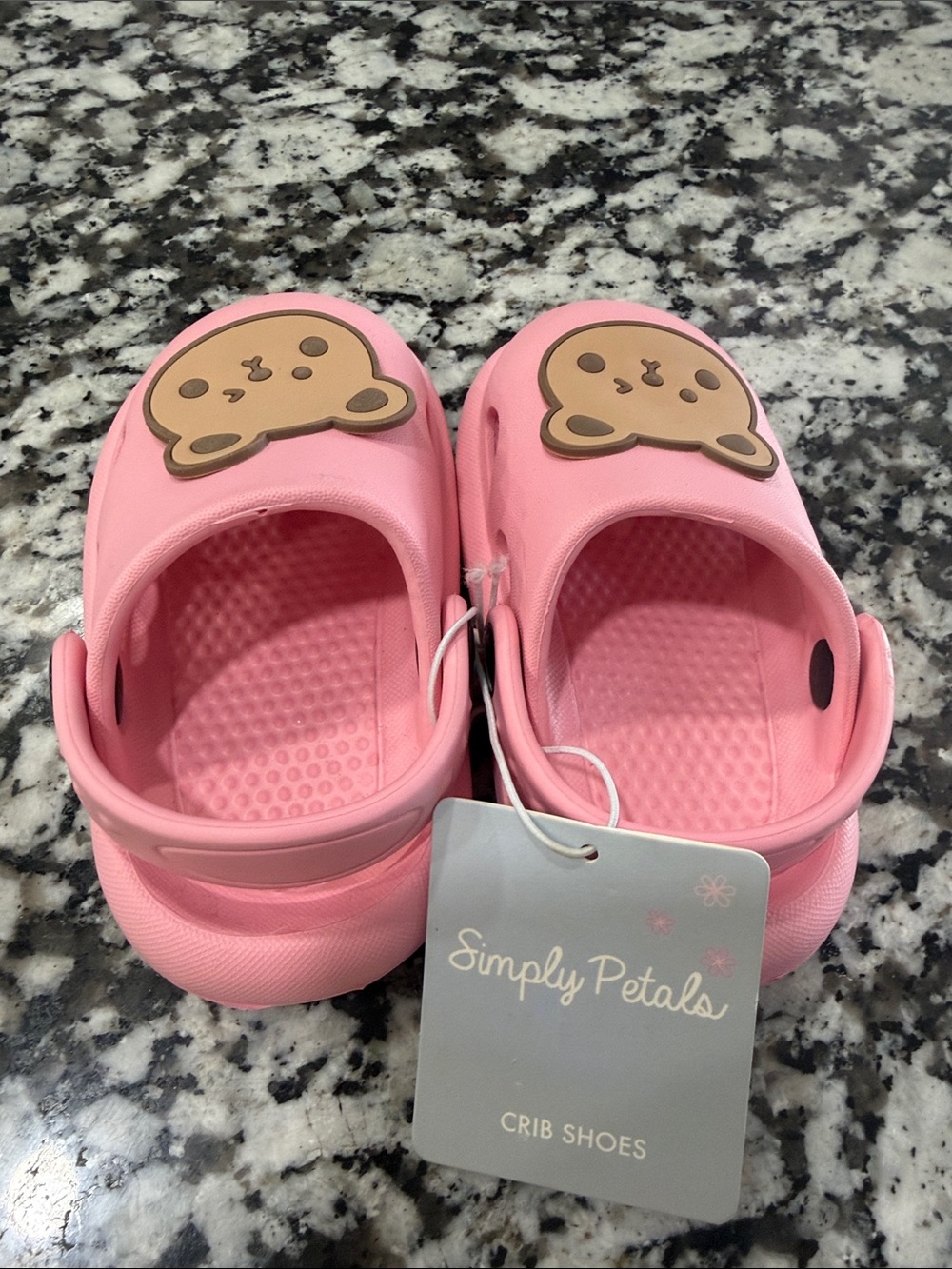 Pink Baby Crib Clogs with Bear Accent